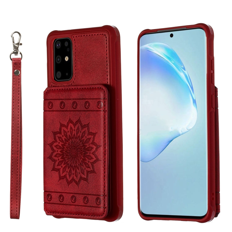 Sun Flower Pattern Embossed Horizontal Drop-proof Mobile Phone Case with Card Slots & Wallet & Photo Holder & Stand Function, For Galaxy S20, For Galaxy S20+, For Galaxy S20 Ultra