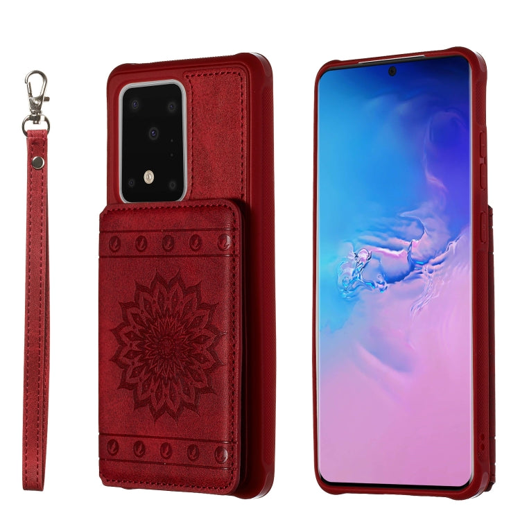 Sun Flower Pattern Embossed Horizontal Drop-proof Mobile Phone Case with Card Slots & Wallet & Photo Holder & Stand Function, For Galaxy S20, For Galaxy S20+, For Galaxy S20 Ultra
