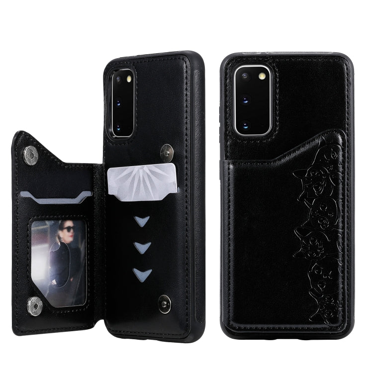 Six Cats Embossing Pattern Shockproof Protective Case with Card Slots & Photo Frame, For Galaxy S20, For Galaxy S20 Plus, For Galaxy S20 Ultra