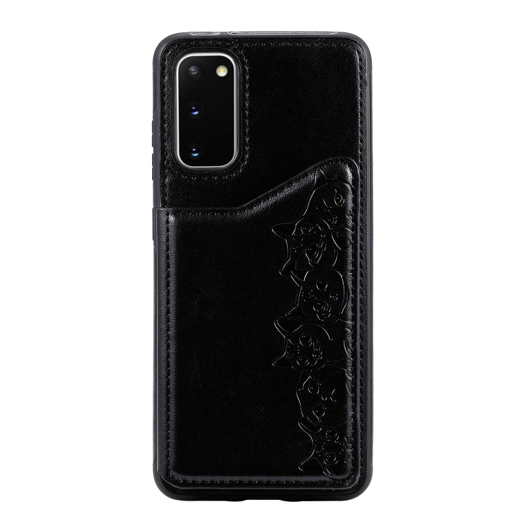 Six Cats Embossing Pattern Shockproof Protective Case with Card Slots & Photo Frame, For Galaxy S20, For Galaxy S20 Plus, For Galaxy S20 Ultra