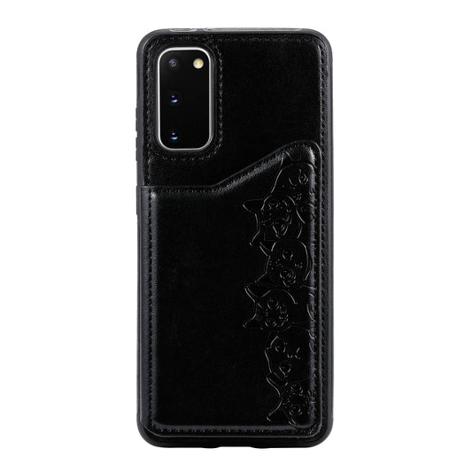 Protective Galaxy S20 Plus case featuring embossed cat pattern design