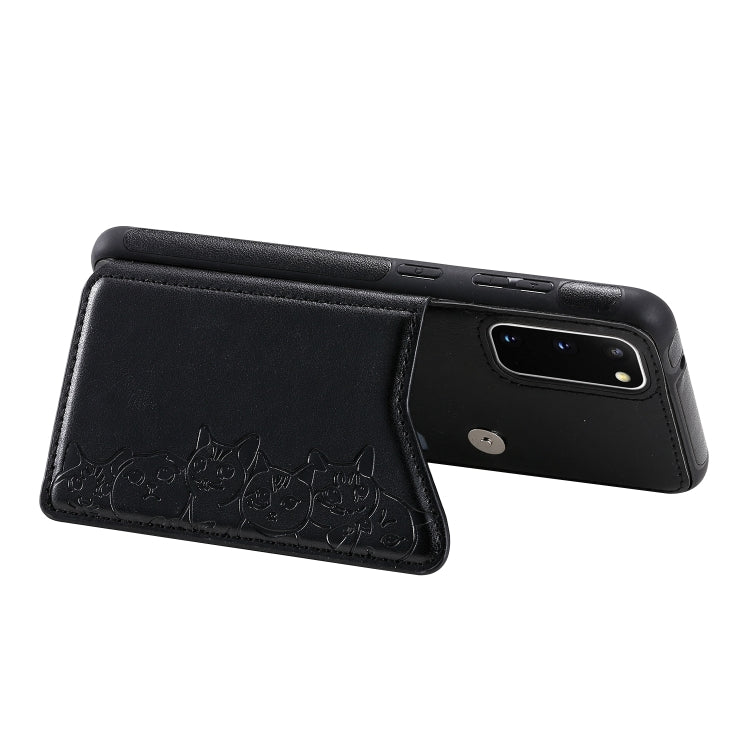 Six Cats Embossing Pattern Shockproof Protective Case with Card Slots & Photo Frame, For Galaxy S20, For Galaxy S20 Plus, For Galaxy S20 Ultra