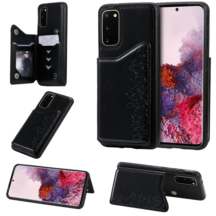 Six Cats Embossing Pattern Shockproof Protective Case with Card Slots & Photo Frame, For Galaxy S20, For Galaxy S20 Plus, For Galaxy S20 Ultra