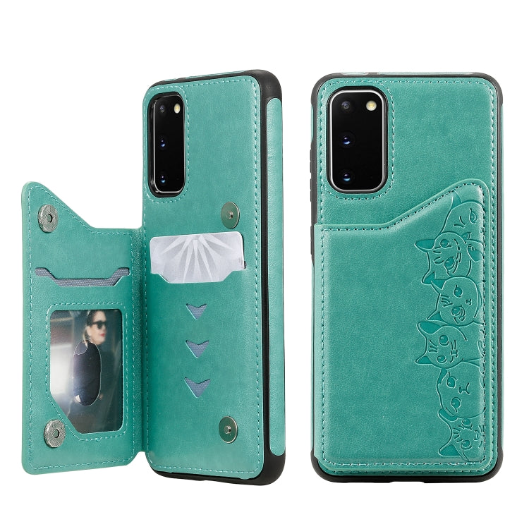 Six Cats Embossing Pattern Shockproof Protective Case with Card Slots & Photo Frame, For Galaxy S20, For Galaxy S20 Plus, For Galaxy S20 Ultra