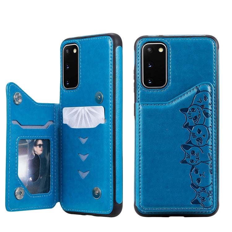 Six Cats Embossing Pattern Shockproof Protective Case with Card Slots & Photo Frame, For Galaxy S20, For Galaxy S20 Plus, For Galaxy S20 Ultra