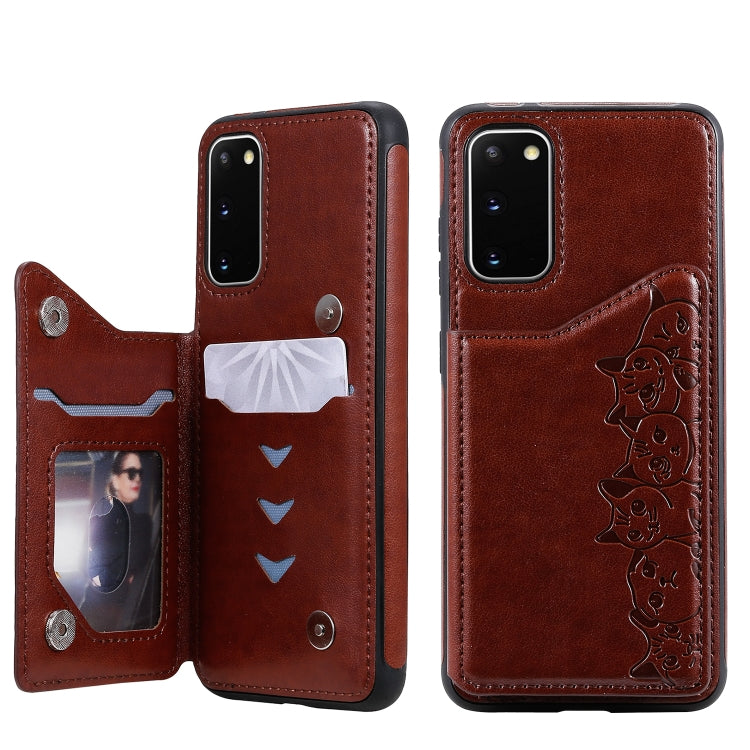 Six Cats Embossing Pattern Shockproof Protective Case with Card Slots & Photo Frame, For Galaxy S20, For Galaxy S20 Plus, For Galaxy S20 Ultra