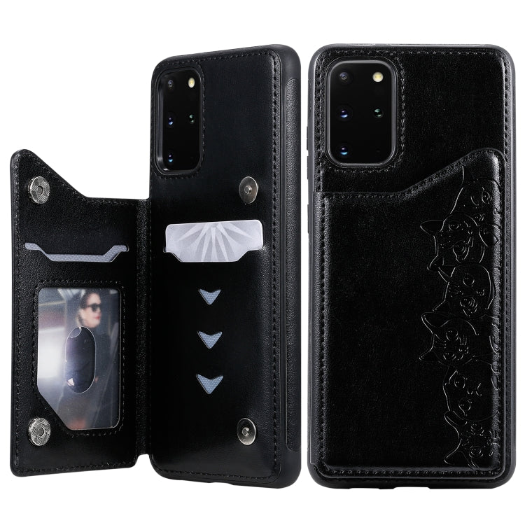 Six Cats Embossing Pattern Shockproof Protective Case with Card Slots & Photo Frame, For Galaxy S20, For Galaxy S20 Plus, For Galaxy S20 Ultra
