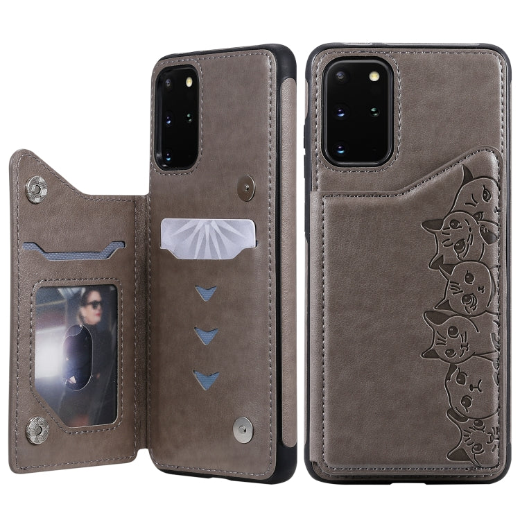 Six Cats Embossing Pattern Shockproof Protective Case with Card Slots & Photo Frame, For Galaxy S20, For Galaxy S20 Plus, For Galaxy S20 Ultra