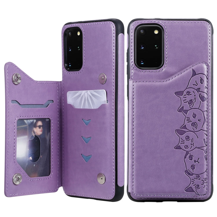 Six Cats Embossing Pattern Shockproof Protective Case with Card Slots & Photo Frame, For Galaxy S20, For Galaxy S20 Plus, For Galaxy S20 Ultra
