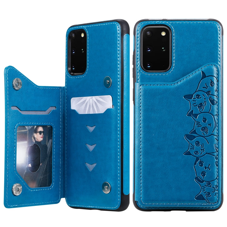 Six Cats Embossing Pattern Shockproof Protective Case with Card Slots & Photo Frame, For Galaxy S20, For Galaxy S20 Plus, For Galaxy S20 Ultra