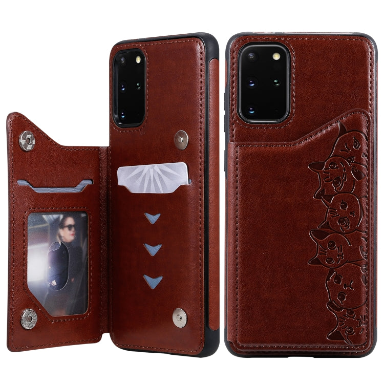 Six Cats Embossing Pattern Shockproof Protective Case with Card Slots & Photo Frame, For Galaxy S20, For Galaxy S20 Plus, For Galaxy S20 Ultra