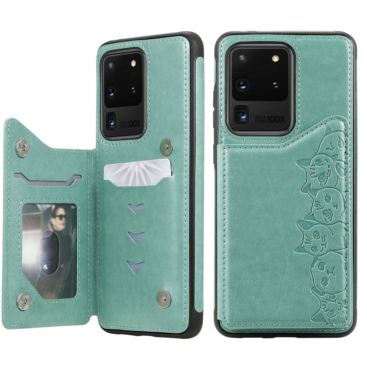 Six Cats Embossing Pattern Shockproof Protective Case with Card Slots & Photo Frame, For Galaxy S20, For Galaxy S20 Plus, For Galaxy S20 Ultra