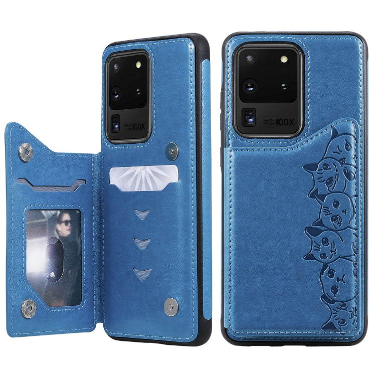 Six Cats Embossing Pattern Shockproof Protective Case with Card Slots & Photo Frame, For Galaxy S20, For Galaxy S20 Plus, For Galaxy S20 Ultra