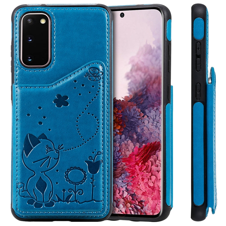 Cat Bee Embossing Pattern Shockproof Protective Case with Card Slots & Photo Frame, For Galaxy S20, For Galaxy S20 Plus, For Galaxy S20 Ultra