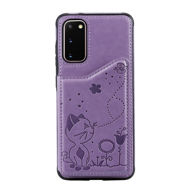 Cat Bee Embossing Pattern Shockproof Protective Case with Card Slots & Photo Frame, For Galaxy S20, For Galaxy S20 Plus, For Galaxy S20 Ultra
