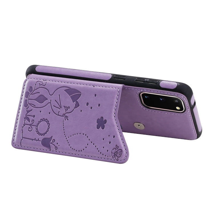 Cat Bee Embossing Pattern Shockproof Protective Case with Card Slots & Photo Frame, For Galaxy S20, For Galaxy S20 Plus, For Galaxy S20 Ultra