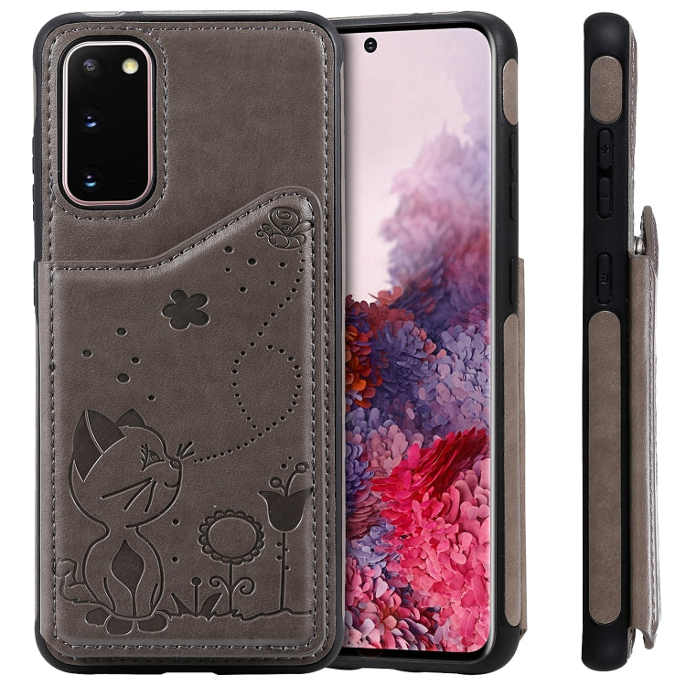 Cat Bee Embossing Pattern Shockproof Protective Case with Card Slots & Photo Frame, For Galaxy S20, For Galaxy S20 Plus, For Galaxy S20 Ultra