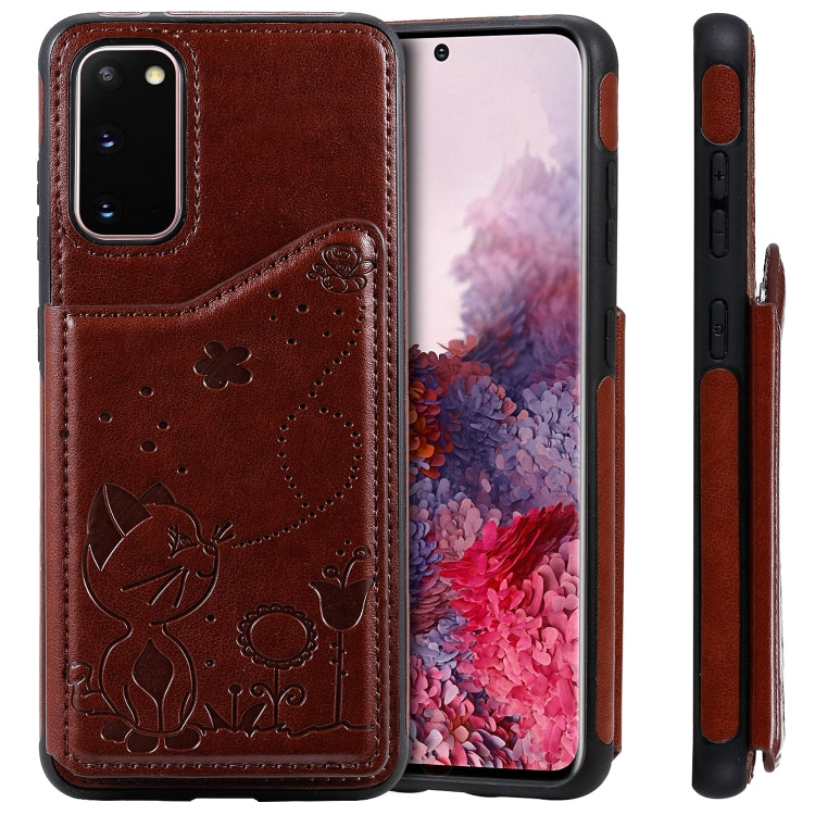 Cat Bee Embossing Pattern Shockproof Protective Case with Card Slots & Photo Frame, For Galaxy S20, For Galaxy S20 Plus, For Galaxy S20 Ultra