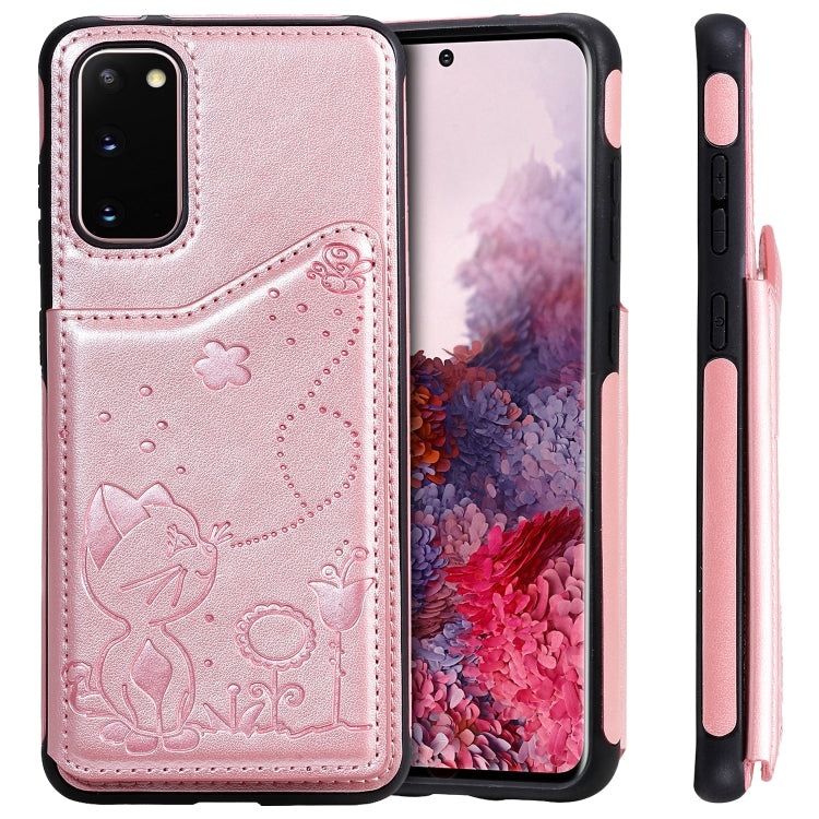 Cat Bee Embossing Pattern Shockproof Protective Case with Card Slots & Photo Frame, For Galaxy S20, For Galaxy S20 Plus, For Galaxy S20 Ultra