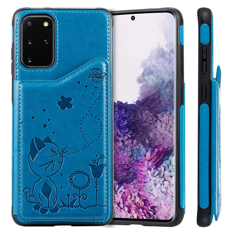 Cat Bee Embossing Pattern Shockproof Protective Case with Card Slots & Photo Frame, For Galaxy S20, For Galaxy S20 Plus, For Galaxy S20 Ultra