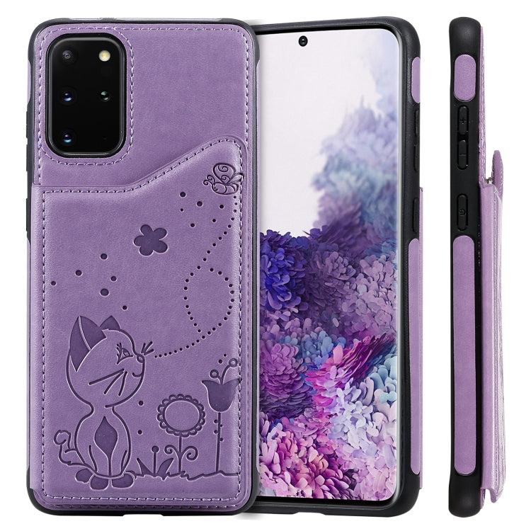 Cat Bee Embossing Pattern Shockproof Protective Case with Card Slots & Photo Frame, For Galaxy S20, For Galaxy S20 Plus, For Galaxy S20 Ultra