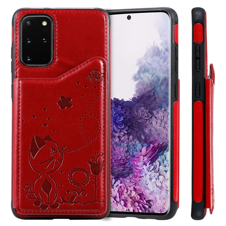 Cat Bee Embossing Pattern Shockproof Protective Case with Card Slots & Photo Frame, For Galaxy S20, For Galaxy S20 Plus, For Galaxy S20 Ultra