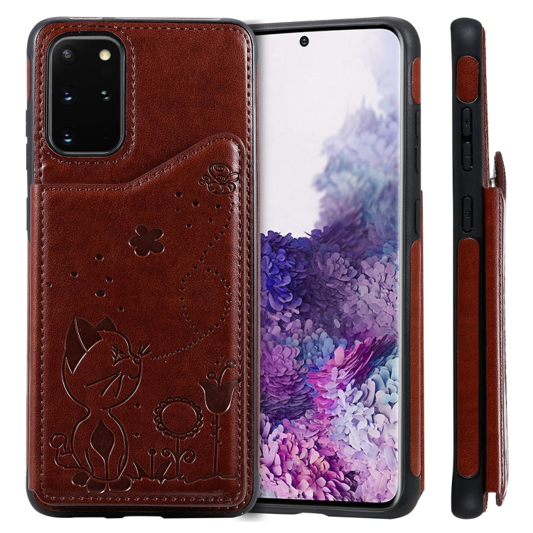 Cat Bee Embossing Pattern Shockproof Protective Case with Card Slots & Photo Frame, For Galaxy S20, For Galaxy S20 Plus, For Galaxy S20 Ultra