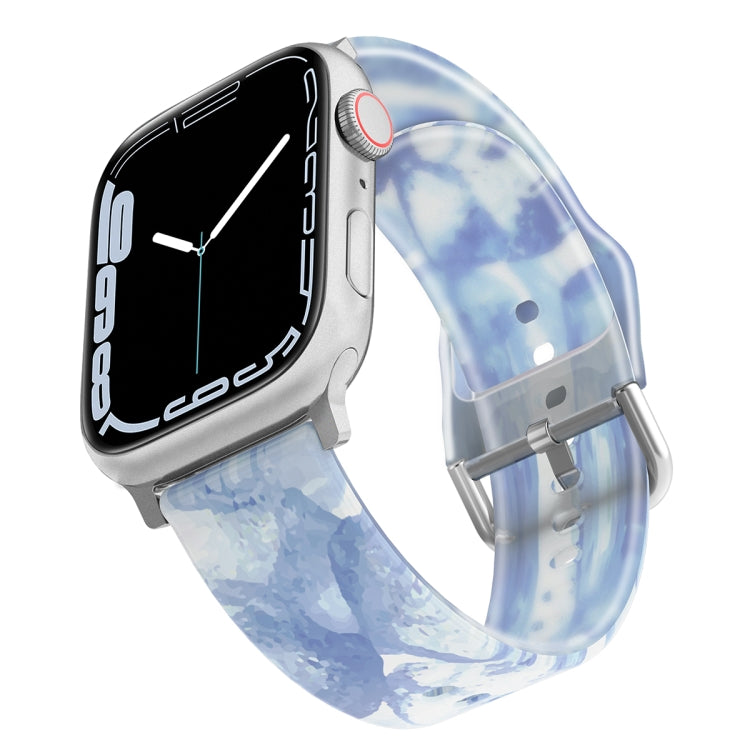 Frosted Translucent Silicone Watch Band For Apple Watch Series, 7 45mm / 6&SE&5&4 44mm / 3&2&1 42mm, 7 41mm / 6&SE&5&4 40mm / 3&2&1 38mm