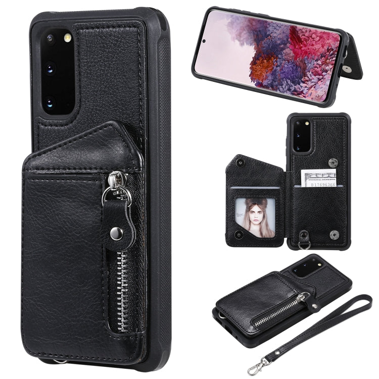 Zipper Double Buckle Shockproof Protective Case with Stand & Photo Holder & Wallet Function, For Galaxy S20, For Galaxy S20+, For Galaxy S20 Ultra