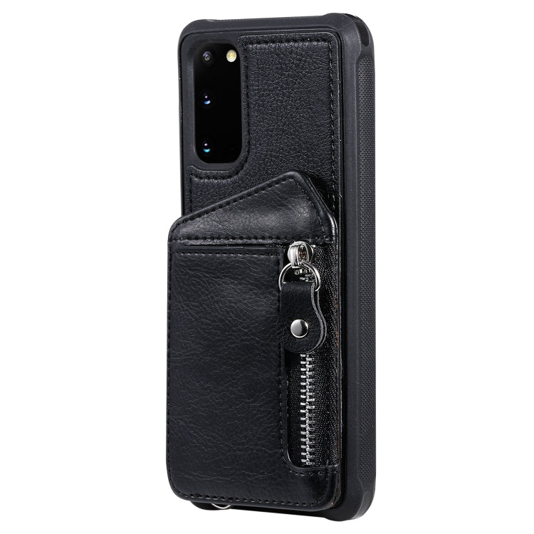 Zipper Double Buckle Shockproof Protective Case with Stand & Photo Holder & Wallet Function, For Galaxy S20, For Galaxy S20+, For Galaxy S20 Ultra