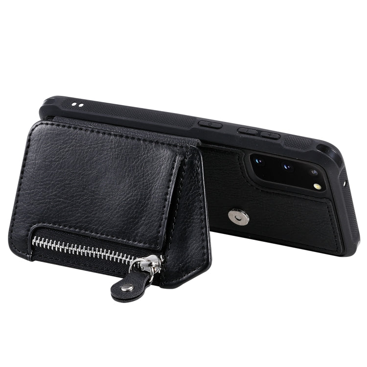 Zipper Double Buckle Shockproof Protective Case with Stand & Photo Holder & Wallet Function, For Galaxy S20, For Galaxy S20+, For Galaxy S20 Ultra