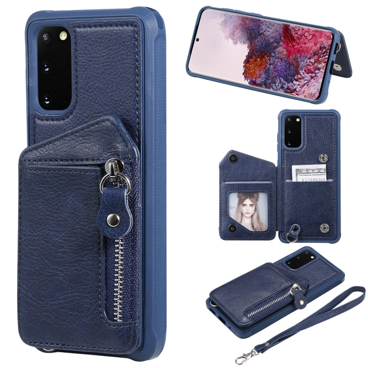 Zipper Double Buckle Shockproof Protective Case with Stand & Photo Holder & Wallet Function, For Galaxy S20, For Galaxy S20+, For Galaxy S20 Ultra
