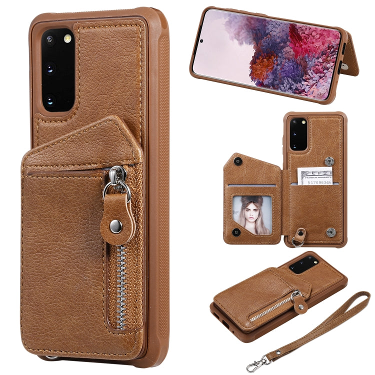 Zipper Double Buckle Shockproof Protective Case with Stand & Photo Holder & Wallet Function, For Galaxy S20, For Galaxy S20+, For Galaxy S20 Ultra
