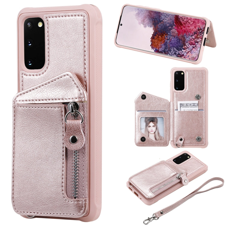 Zipper Double Buckle Shockproof Protective Case with Stand & Photo Holder & Wallet Function, For Galaxy S20, For Galaxy S20+, For Galaxy S20 Ultra