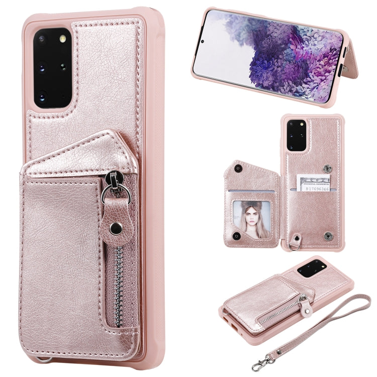 Zipper Double Buckle Shockproof Protective Case with Stand & Photo Holder & Wallet Function, For Galaxy S20, For Galaxy S20+, For Galaxy S20 Ultra