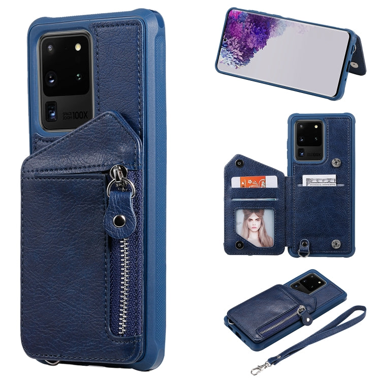 Zipper Double Buckle Shockproof Protective Case with Stand & Photo Holder & Wallet Function, For Galaxy S20, For Galaxy S20+, For Galaxy S20 Ultra
