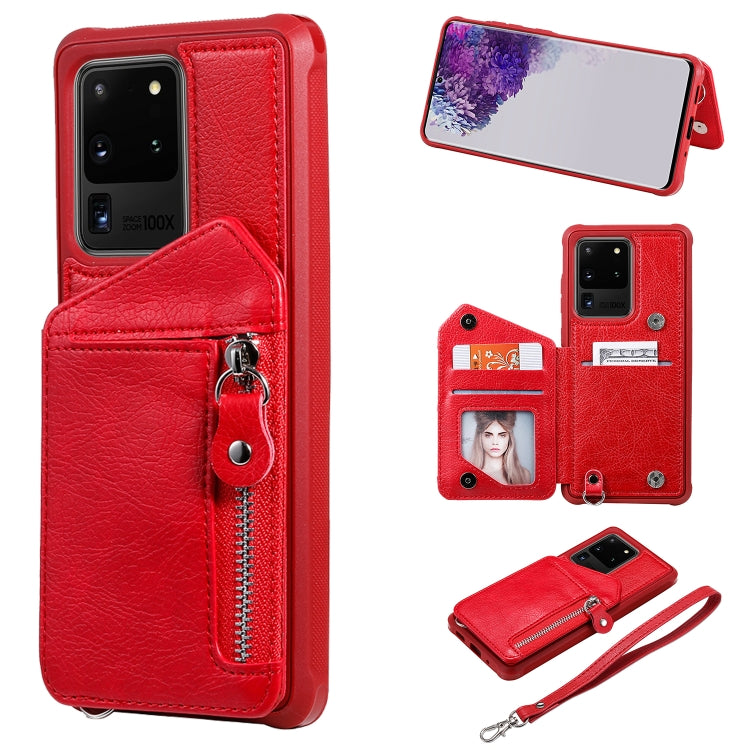 Zipper Double Buckle Shockproof Protective Case with Stand & Photo Holder & Wallet Function, For Galaxy S20, For Galaxy S20+, For Galaxy S20 Ultra