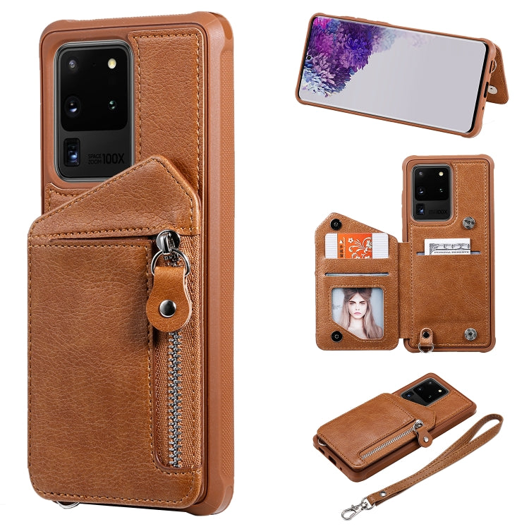 Zipper Double Buckle Shockproof Protective Case with Stand & Photo Holder & Wallet Function, For Galaxy S20, For Galaxy S20+, For Galaxy S20 Ultra