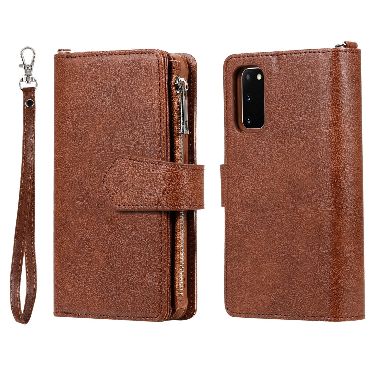 2 in 1 Solid Color Zipper Shockproof Protective Case with Card Slots & Bracket & Photo Holder & Wallet Function, For Galaxy S20, For Galaxy S20+, For Galaxy S20 Ultra