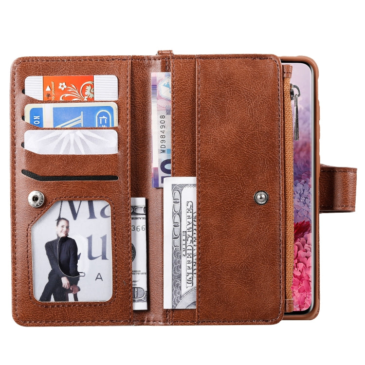 2 in 1 Solid Color Zipper Shockproof Protective Case with Card Slots & Bracket & Photo Holder & Wallet Function, For Galaxy S20, For Galaxy S20+, For Galaxy S20 Ultra
