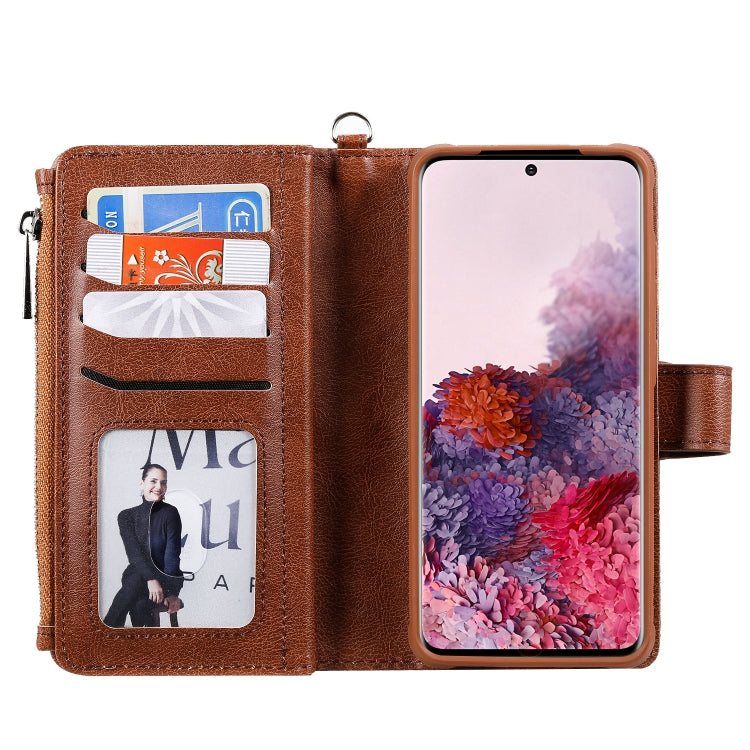 2 in 1 Solid Color Zipper Shockproof Protective Case with Card Slots & Bracket & Photo Holder & Wallet Function, For Galaxy S20, For Galaxy S20+, For Galaxy S20 Ultra