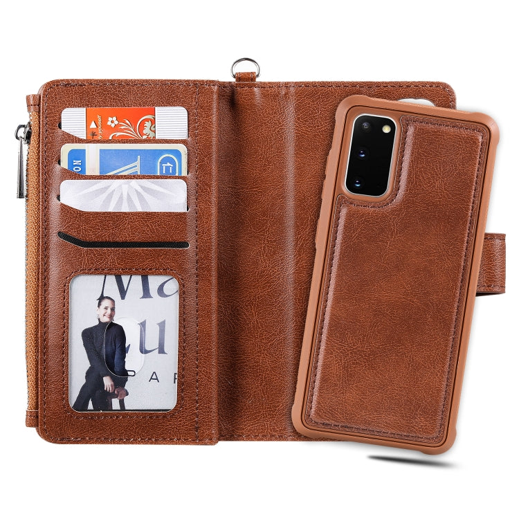 2 in 1 Solid Color Zipper Shockproof Protective Case with Card Slots & Bracket & Photo Holder & Wallet Function, For Galaxy S20, For Galaxy S20+, For Galaxy S20 Ultra