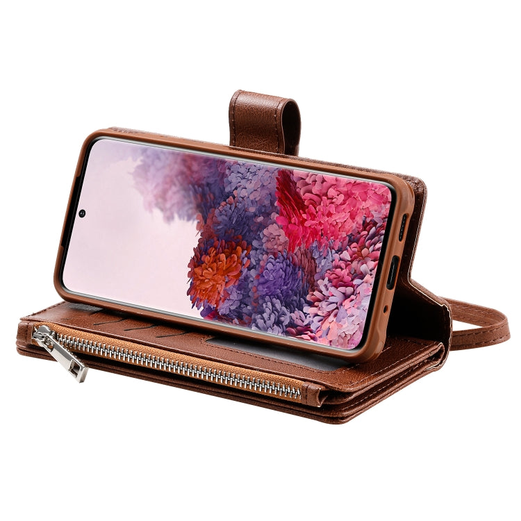2 in 1 Solid Color Zipper Shockproof Protective Case with Card Slots & Bracket & Photo Holder & Wallet Function, For Galaxy S20, For Galaxy S20+, For Galaxy S20 Ultra