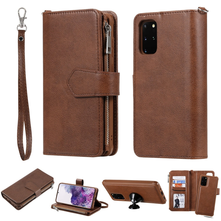 2 in 1 Solid Color Zipper Shockproof Protective Case with Card Slots & Bracket & Photo Holder & Wallet Function