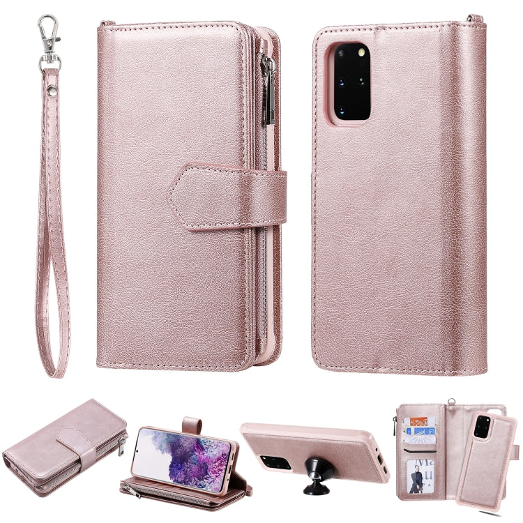 2 in 1 Solid Color Zipper Shockproof Protective Case with Card Slots & Bracket & Photo Holder & Wallet Function
