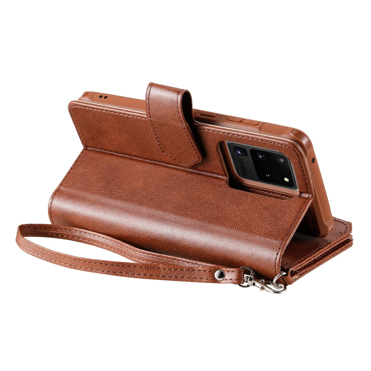 2 in 1 Solid Color Zipper Shockproof Protective Case with Card Slots & Bracket & Photo Holder & Wallet Function