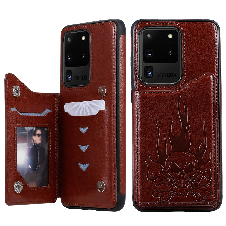 Skull Embossing Pattern Shockproof Protective Case with Card Slots & Photo Frame, For Galaxy S20, For Galaxy S20 Plus, For Galaxy S20 Ultra