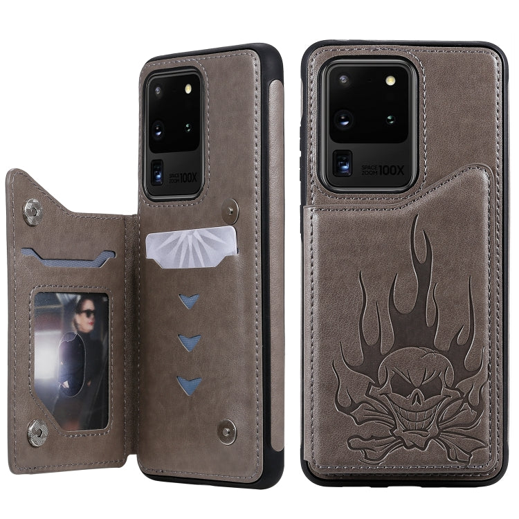 Skull Embossing Pattern Shockproof Protective Case with Card Slots & Photo Frame, For Galaxy S20, For Galaxy S20 Plus, For Galaxy S20 Ultra