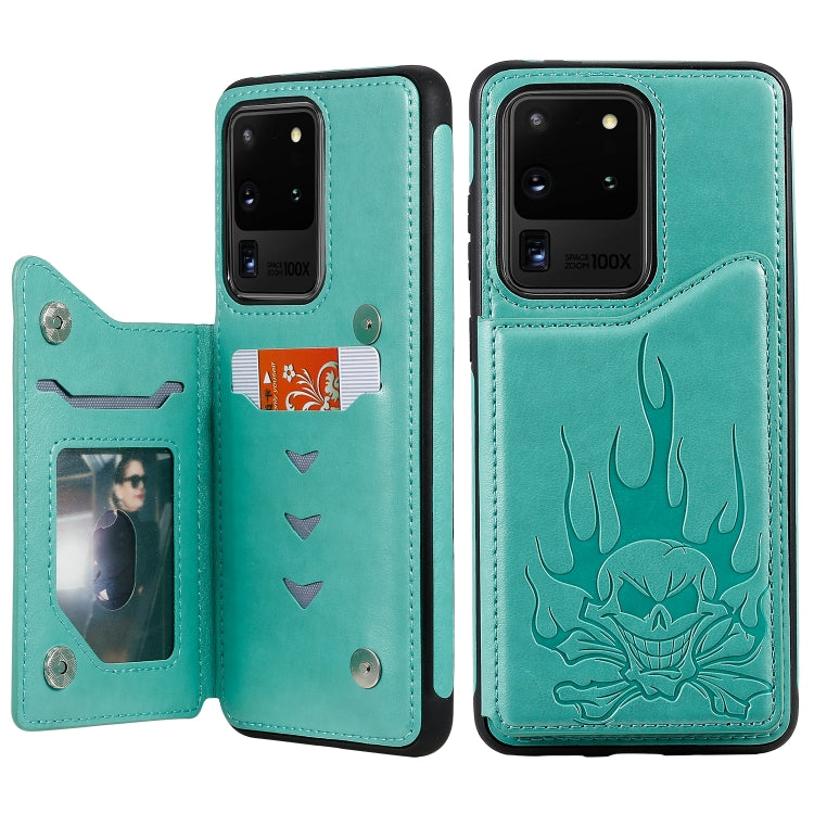 Skull Embossing Pattern Shockproof Protective Case with Card Slots & Photo Frame, For Galaxy S20, For Galaxy S20 Plus, For Galaxy S20 Ultra
