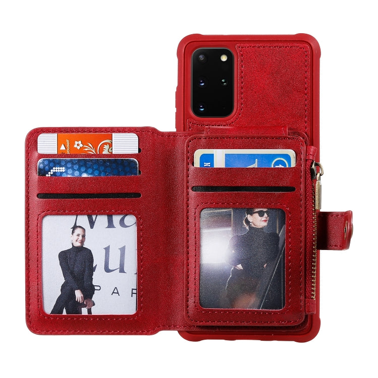 Zipper Shockproof Protective Case with Card Slots & Bracket & Photo Holder & Wallet Function, For Galaxy S20, For Galaxy S20+, For Galaxy S20 Ultra